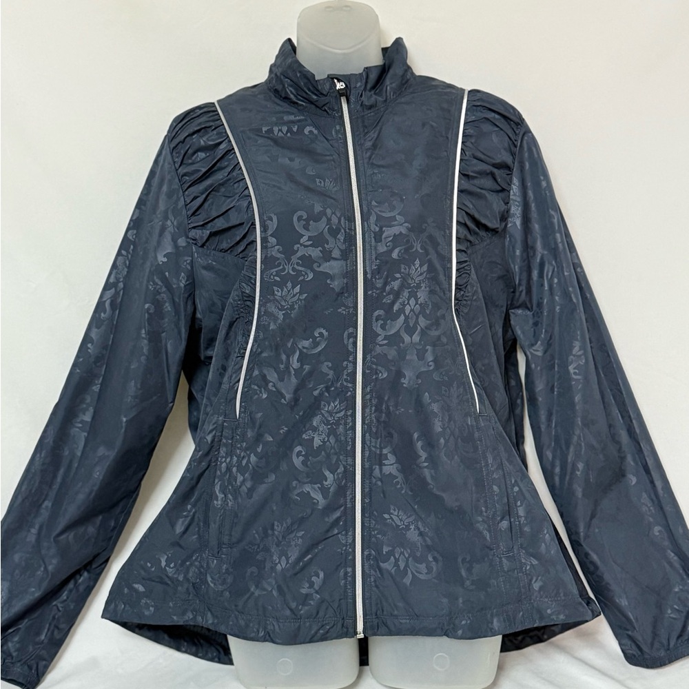 Lucy Women's Dark Blue Ski Jacket with Floral Design